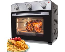 Luxe Heteluchtoven – Airfryer – Multifunctionele Combi Oven – Eenvoudige Bediening – Alles in één – 15L Inhoud – Met Bakplaat – Zilver