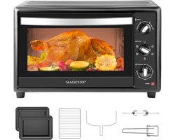Magicfox Elektrische Oven-48L-Vrijstaande ovens-1800W-Heteluchtoven-6 Standen-Automatische uitschakeling-Zwart