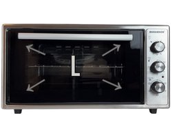 Merkador L Vrijstaande Oven - 50 Liter - 2000 Watt - RVS Afwerking - Hetelucht - Gemakkelijk Schoon Te Maken Geëmailleerde Binnenruimte