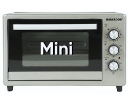 Merkador Mini Vrijstaande Oven - 25 Liter - 1500 Watt - Hetelucht - Kruimelbak - Grijs / Zwart