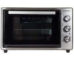 Merkador Vrijstaande Oven - 40 Liter - 1600 Watt - RVS Afwerking - Hetelucht - Gemakkelijk Schoon Te Maken Geëmailleerde Binnenruimte - Kruimelbak