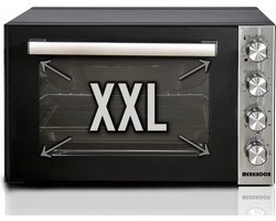 Merkador XXL Vrijstaande Oven - 70 Liter - 2000 Watt - Hetelucht - Draaispit - RVS Afwerking - Gemakkelijk te Reinigen Granieten Binnencoating
