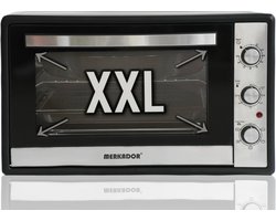 Merkador XXL Vrijstaande Oven - 70 Liter - 2000 Watt - Hetelucht - RVS Afwerking - Eenvoudig Te Reinigen Geëmailleerde Binnenruimte
