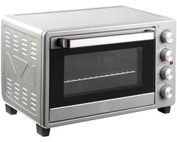 Mini Elektrische Oven - Magnetrons - Compacte Keukenoven - 32L - 1600W - Duurzaam - Veilig - Verstelbare Temperatuur - Timer - Pizza - Brood en Meer - Zilver
