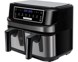 Mini oven - Grill rooster - Bakplaat - Airfryer - Voor Gezinsmaaltijden en Efficiënt Koken - 6-in-1 Slim Design met Dubbele Manden - 10 QT, Ruimtebesparend