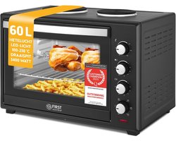 Mini Oven met Kookplaten 60L - 6 Verwarmingsmodi tot 230°C - Combi apparaat met 4 Inschuifhoogtes