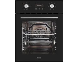 MPM-45-BO-22 Inbouw Oven – Heteluchtoven met Grill – 50 Liter – 45 cm – Energieklasse A – 6 Functies – Uittrekbare Knoppen & Touch Control – Zwart Glas