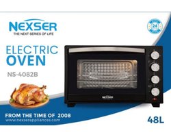 Nexser 48L Multifunctionele Air Oven – 2000W – Elektrische RVS Oven voor Bakken, Braden, Pizza, Grillen en Air Frying – Grote Capaciteit voor Thuis en Horeca