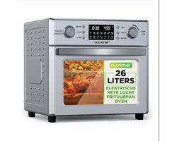 NutriChef Elektrische Airfryer Oven – 1700W – 360° Rotatiefunctie – 10 Digitale Voorinstellingen – Inclusief Lekbak, Airfryer Mand & Bakrek