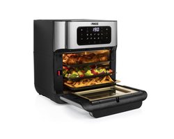Princess Airfryer Oven 182065 - Heteluchtfriteuse en Oven in één - Groot 10 liter - 3 bakplaten - rotisseriemand - RVS - touchscreen - High Speed Air Convection Technology