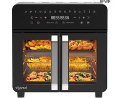 RFWR® 23 Liter Heteluchtfriteuse met Dubbele Zone en Franse Deur - XXL Airfryer met 15 Programma's en 12 Accessoires