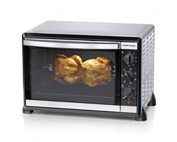 Rommelsbacher Grilloven & Draaispitgrill BG 1805/E – vrijstaande tafeloven 42L – met rotisserie, bak- en grillfunctie – RVS oven voor bakken, grillen & braden