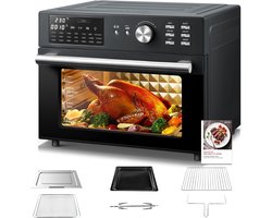 RVV® Heteluchtoven - Oven - Airfryer Oven - Zilveren Rand -Zwart- 44cm x 46cm x 38cm