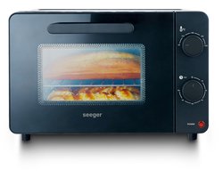 Seeger Mini Oven 10 Liter – Mini Oven Elektrisch met Timer & Temperatuurregeling 90-230°C – PFAS-vrij – Zwart - SGR1900BK