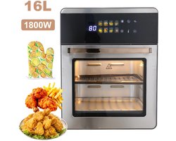 Sensova Airfryer XXL – Heteluchtfriteuse 1800W 16L – Transparante Oven met Touchscreen – 360° Heteluchtcirculatie – RVS – Multifunctioneel Bakken & Braden – Voor 6–8 Personen