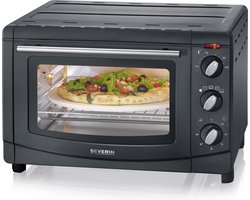 Severin TO 2068 Bak- en Grilloven - 20 Liter - Incl. pizza-grillsteen voor grote pizza's en met functioneel draaispit - 100-230°C - Zwart