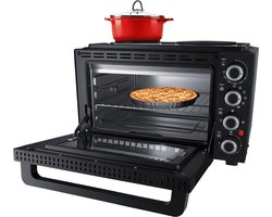 Steba KB K30 - vrijstaande oven met 2 kookplaten - Heteluchtoven - 30 liter - 10⁰ tot 230⁰ - incl draaispit- Zwart