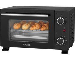 Tomado TEO1001B - Vrijstaande oven - 800 Watt - Elektrische oven - Camping - 10 liter - Timer tot 60 min - Zwart