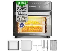 TurboTronic AFO14 Airfryer XXL en Vrijstaande Oven - Insclusief Draaispit - Mini Oven - Zwart