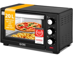 TZS First Austria Mini oven 20L - 1380W- Vrijstaande Heteluchtoven - max 230°C - Timer - Zwart