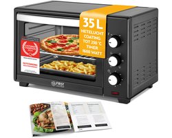 TZS First Austria Mini oven 35L - 1600W- Vrijstaande Heteluchtoven - Premium-X Coating - max 230°C - Timer - Zwart