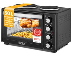 TZS First Austria Vrijstaande Oven 30L - Convectie mini oven met kookplaten - 3200W - max 230°C