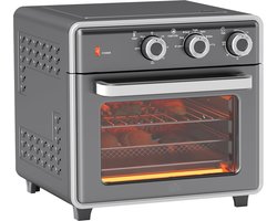 ZYLARO Airfryer oven - Vrijstaande Elektrische Oven - AirFryer, Bakken, Grillen en meer - 20 Liter - 1400 Watt - Vintage metaalgrijs