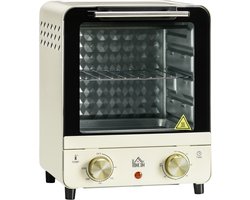 ZYLARO mini oven - Vrijstaande Elektrische Oven - 15L - 1000W - Vintage crème wit