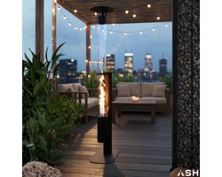 ASH Pelletkachel Flores – Terrasverwarmer & Grote Heater – 183 cm – Terrashaard – Zwart