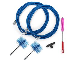 BARETTO Reinigingsset voor pelletkachels, verlenging van 6 meter voor het reinigen van rookpijpen, met 90° kromming, multifunctionele borstel, handvat en 2 flexibele borstels van nylon, 80 mm en 100