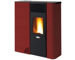 Fair BIO 110S Slim Pelletkachel 10 kW – Smal Design – Voor- & Onderkanaal – Programmeerbaar – Hangbaar – Bordeaux – Verwarmt tot 315 m³
