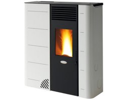 Fair BIO 110S Slim Pelletkachel 10 kW – Smal Design – Voor- & Onderkanaal – Programmeerbaar – Hangbaar – Wit – Verwarmt tot 315 m³
