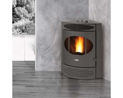 Fair X12 Hoekpelletkachel – 12 kW – Panoramadeur – Links/rechts rookafvoer – Tot 340 m³