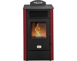 Geventileerde Pelletkachel 10 kW voor 80 m², Programmeerbaar, Rood