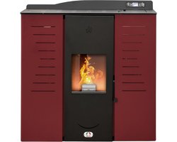 Hoogrendement Pelletkachel 25 kW met WiFi voor Verwarming en Warm Water (Rood)