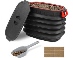 Houtpellets Opbergcontainers met Schep en Sticker Set - Pellet Bakje Emmer voor Grill en Roker - Zwarte Pellet Opbergsystemen