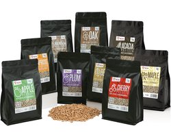 Houtpellets voor barbecue, rookoven en verwarmingssystemen - 9 smaken à 1 kg