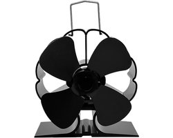 Kachelventilator - Warmteverdeler - Houtkachel Verwarmen - Zelfstartend Temperatuurregeling - 10-15cm Aanbevolen - Zwart
