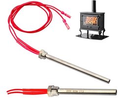 KARZO - 2 Stuks 220 V 350 W voor Pelletkachels, Pelletkachels, Pelletontstekers met Pellet 140 x 10 mm Pelletverwarming Ontsteking Houtpelletkachel Eindstaaf Verwarmingspijp