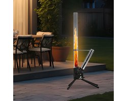 Landmann Pellettafelhaard met Rvs Vulschacht - Rookarme Buitenhaard Op Houtpellets - 129,5cm - Zwart/rvs - 75 Min Brandduur met Aslade en Afdekkap