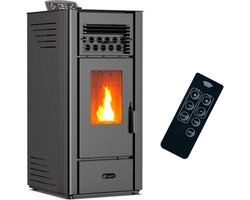 Lucht Pelletkachel 10 kW Zwart - Efficiënte Verwarming tot 100m²