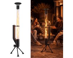 NETTLIFE Terrasverwarmer - 167 cm hoog - 5-6 kW hoog rendement - stabiele driepootvoet - grote capaciteit van 2 kg - brandtijd van 2 uur - geen elektriciteit/gas nodig - zwart - geschikt voor terrassen | veranda's | feesten & kamperen