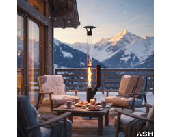 Pelletkachel ASH Capri – Sfeervolle Buitenhaard & Terrasverwarmer - Pelletkachel – 184 cm – Terrashaard – Zwart