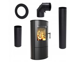 Stalen Kachel ROLLO Set Ø 150 met 7kW Accumulatorschijven - Vrijstaand, BImSchV 2, Stofuitlaat, 150 mm, EEK A