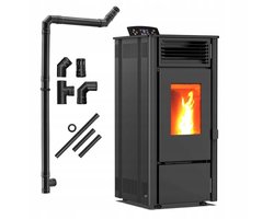 THUNDER Pelletkachel - Vrijstaand - 9 kW - WiFi - 16 kg reservoir - THUNDER SOPHIA-BLACK