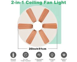 2-in-1 Plafondventilator met LED Verlichting – Houtlook – Ø51 cm – Dimbaar – Met Afstandsbediening 6 bladen