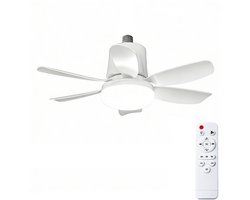 2-in-1 ventilator & lamp - Met afstandsbediening - Diameter 47 cm - Mini-ventilator met zes snelheden - Drie windsnelheden - Schroefvoet - Eenvoudige installatie - Geschikt voor slaapkamers, keukens, garages en woonkamers