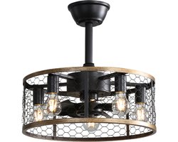 20 Inch industriële Caged Ceiling Fan met 7-ABS Blades afstandsbediening, kleine plafondventilator omkeerbare DC Motor