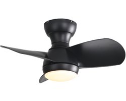 23 inch mini LED plafondventilator met 3 kleuren dimbaar, 3 ABS bladen, afstandsbediening DC-motor voor slaapkamer