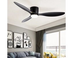 3 Blad Plafondventilator - Moderne LED Ventilator Lamp - 6 Snelheden - Bedienbaar Met Afstandsbediening - 132 cm - Zwart - Woonkamerlamp